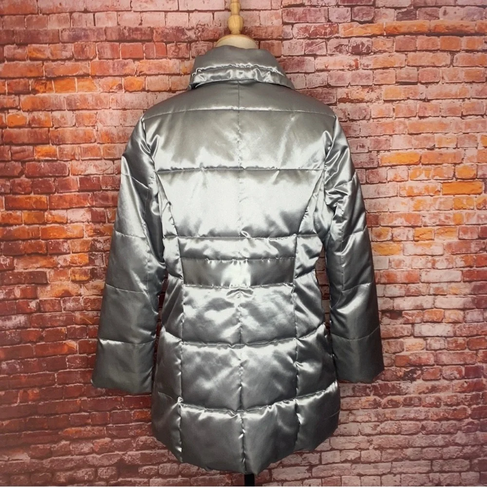 Sean John Silver Mid-length Quilted Puffer Coat